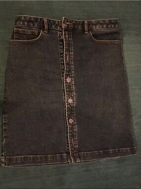 A.P.C. Dark Blue Button-Front Denim Mini Skirt